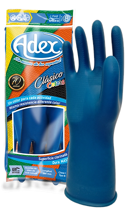 ADEX GUANTE COLORS AZUL No. 8 PAR