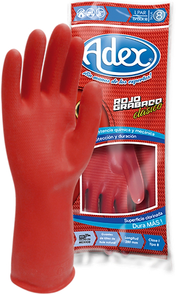 ADEX GUANTE ROJO GRABADO N.8 PAR