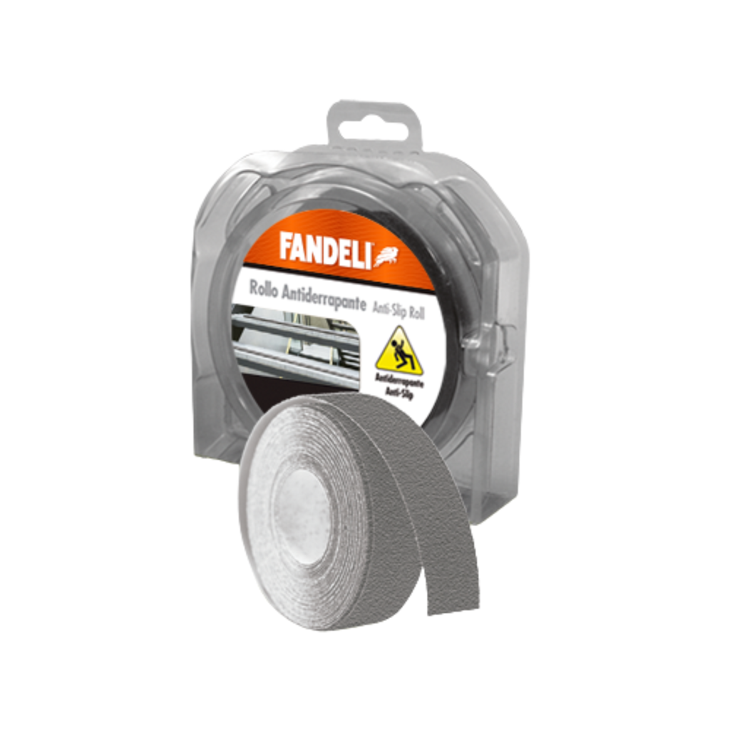 CINTA ANTIDERRAPANTE FANDELI GRIS P/EXTERIORES 1" x 6 m (72270)