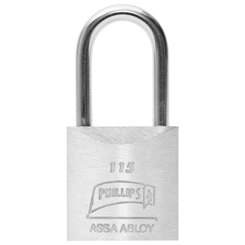 CANDADO PHILLIPS 115 GANCHO LARGO METÁLICO (MX129)(H)