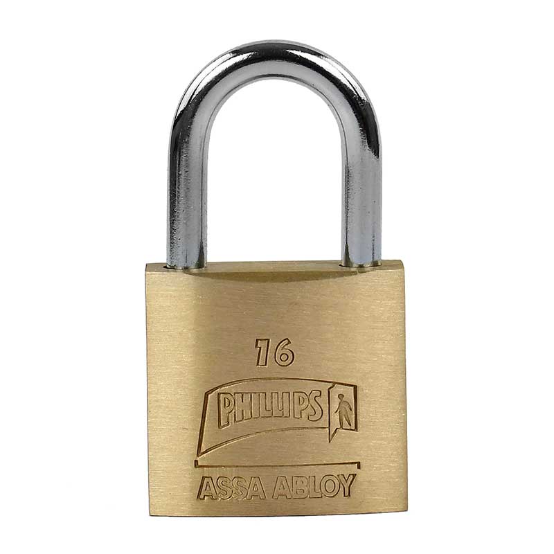 CANDADO PHILLIPS 16 GANCHO CORTO LATÓN MACIZO (MX120)(H)