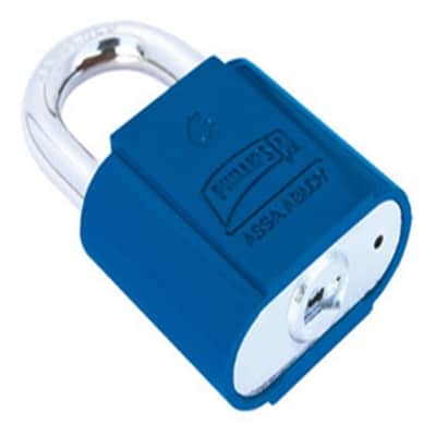 CANDADO METÁLICO PHILLIPS 6 GANCHO CORTO AZUL (MX1544)(H)