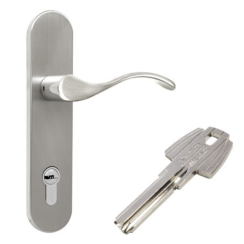 CERRADURA HERMES TESA RB100 ENTRADA PRINCIPAL MANIJA-MANIJA CROMO MATE LLAVE-LLAVE (MX85564)