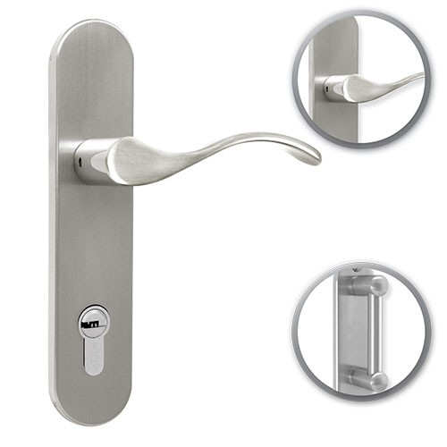 CERRADURA HERMES TESA RB100 ENTRADA PRINCIPAL MANIJA-JALADERA IZQUIERDA CROMO MATE LLAVE-LLAVE (MX85569)