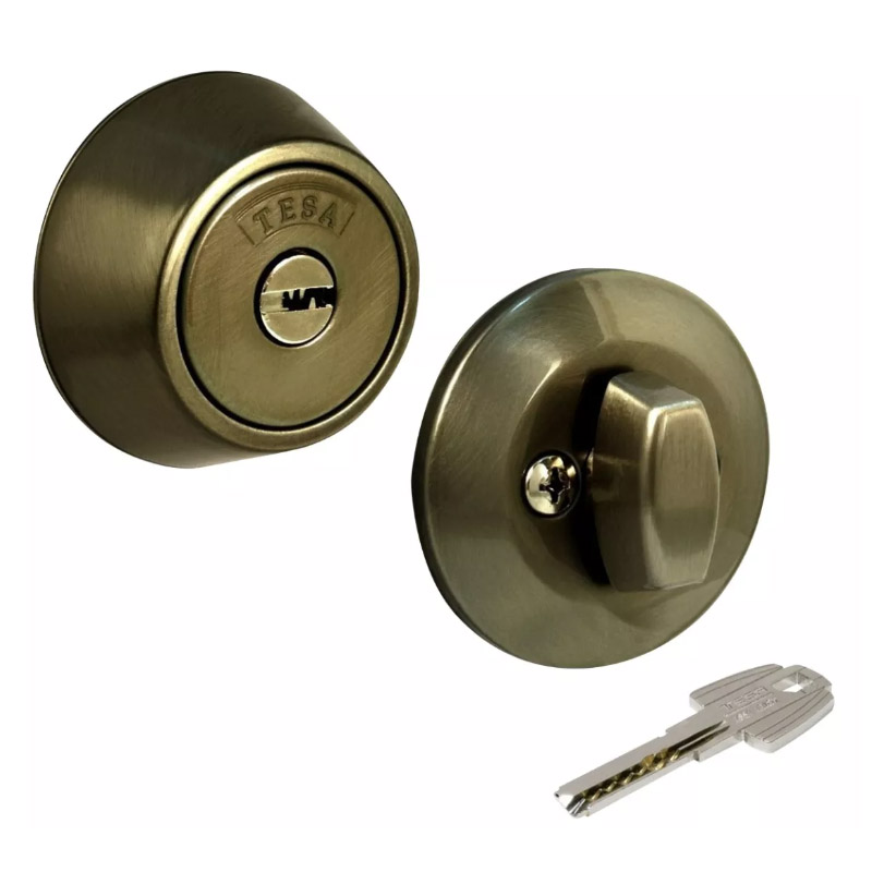 CERROJO TESA LLAVE-LLAVE T60 LATÓN ANTIGUO (MX86427)