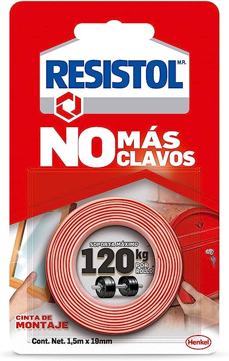 CINTA RESISTOL NO MÁS CLAVOS ROJA 1.5M x 120KG