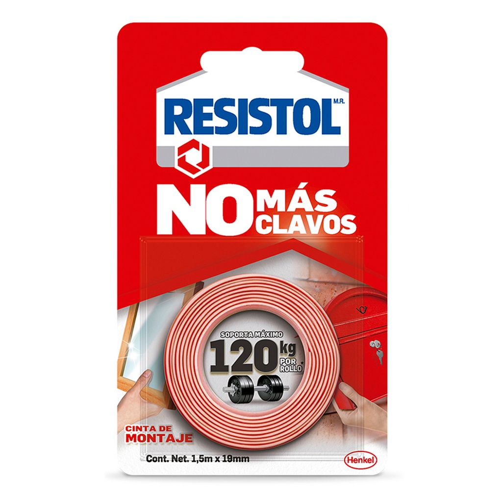 CINTA RESISTOL NO MÁS CLAVOS ROJA 1.5M x 120KG