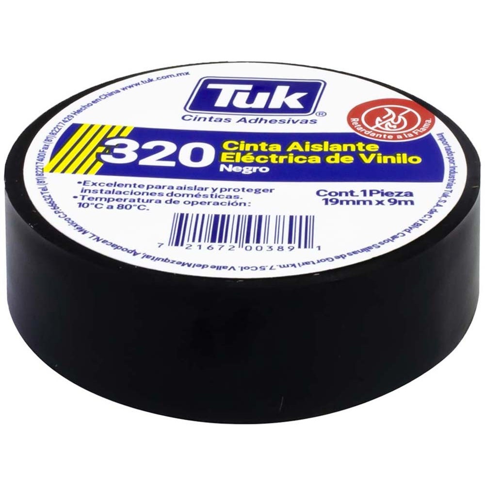 CINTA TUK AISLANTE VINIL 320 NEGRA 19MM X 9M (345002)(E)