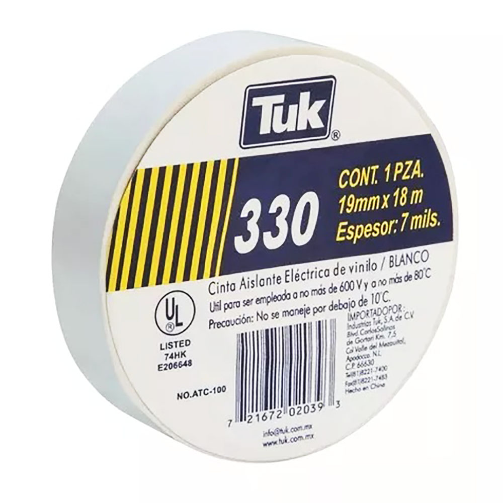 CINTA TUK AISLANTE VINIL 330-C BLANCA 19MM X 18M (345306)(E)