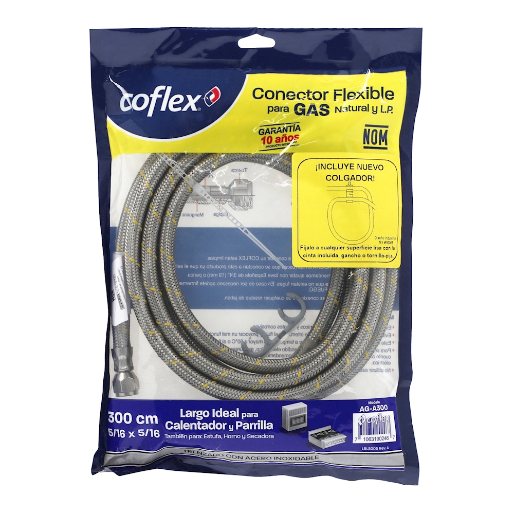 COFLEX MANGUERA ACERO P/GAS 3/8FLARE x 3/8FLARE 3M (AG-B300)