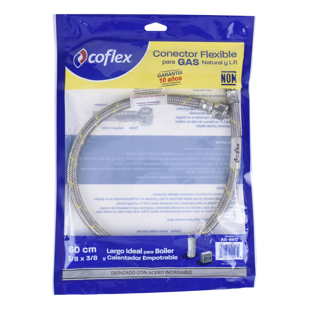 COFLEX MANGUERA ACERO P/GAS 3/8FLARE x 3/8FLARE 60CM (AG-B60)