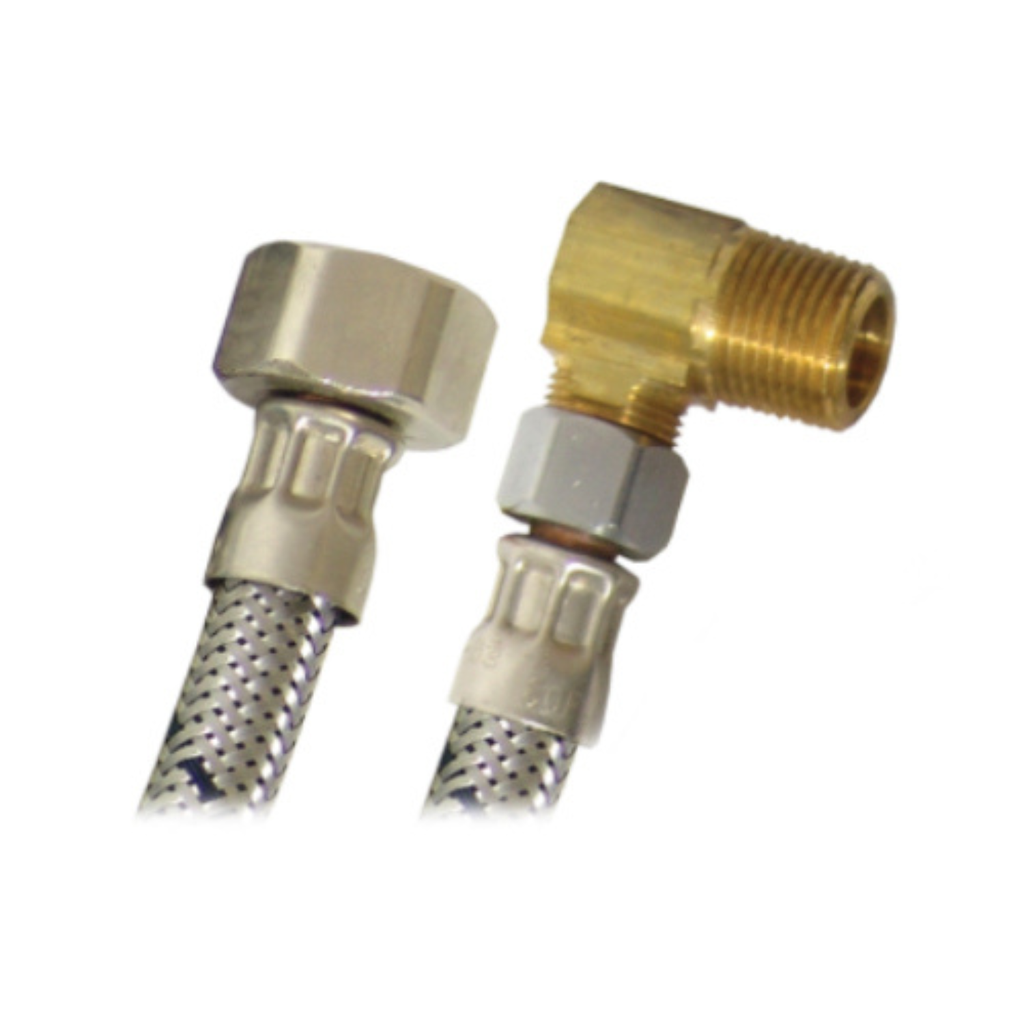 COFLEX MANGUERA ACERO  P/LAVAVAJILLAS 1/2"F.I.P. x CODO 3/8" COMP. 1.5M (AV-A150)