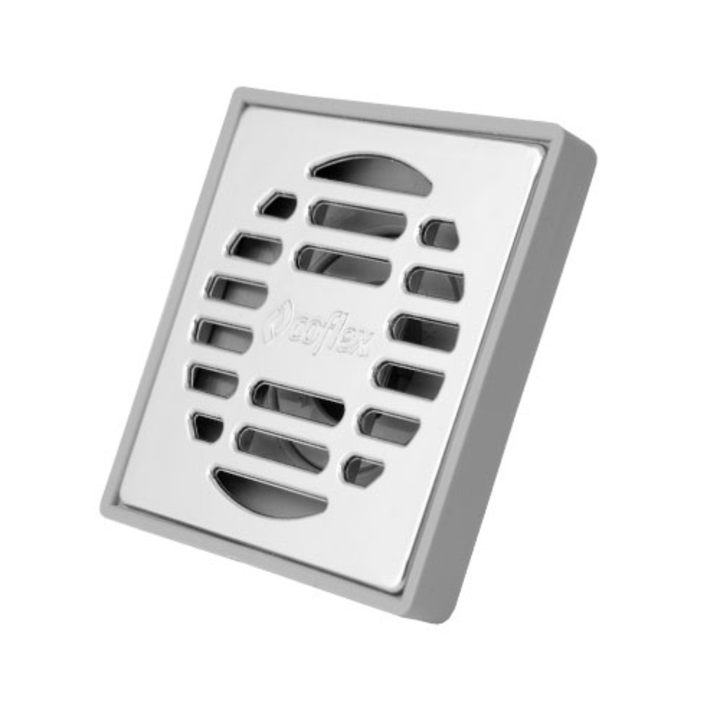 COFLEX COLADERA CUADRADA DE ABS GRIS C/REJILLA CROMADA (PC-161)