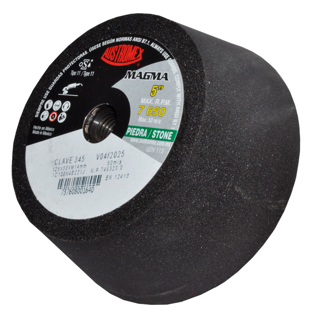 COPA ABRASIVA AUSTROMEX P/DESBASTE PIEDRA 5" P/BOSCH GRANO 120 (345)(H)