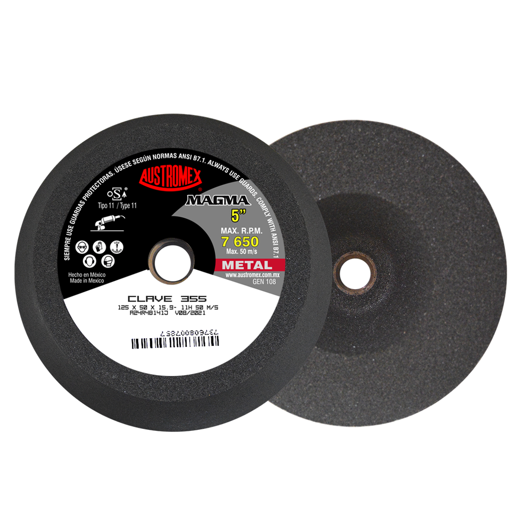 COPA ABRASIVA AUSTROMEX P/DESBASTE METAL 5" P/B&D GRANO 24 (355)(H)