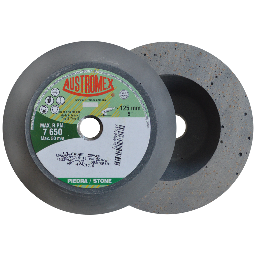 COPA ABRASIVA SHELLAC AUSTROMEX 5" P/PULIR PIEDRA GRANO 220 P/B&D (550)(H)