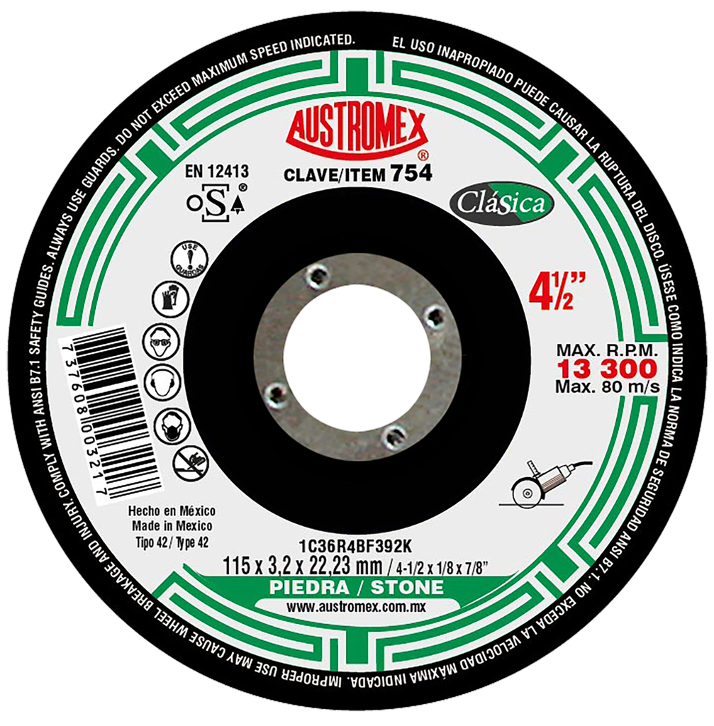 DISCO CAZUELA AUSTROMEX P/CORTE PIEDRA 4-1/2" (754)(H)
