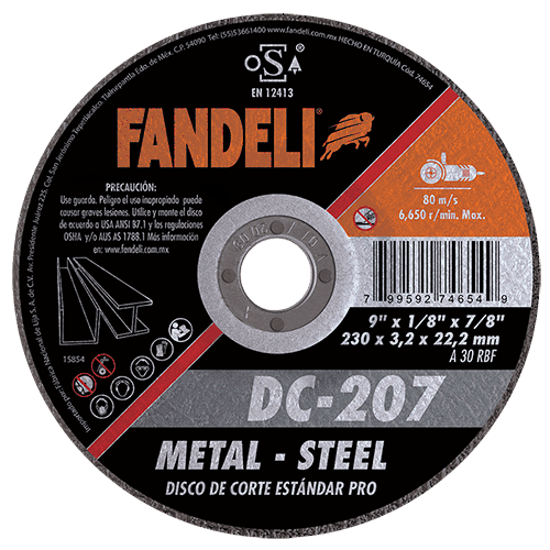 DISCO CAZUELA FANDELI CORTE ESTÁNDAR METAL 9" (74654)(H)