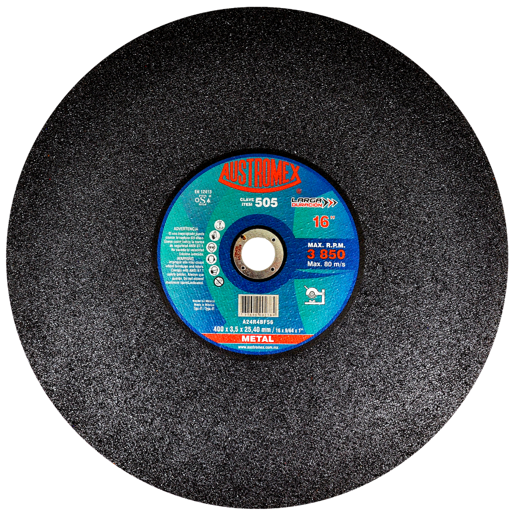 DISCO ESTACIONARIO AUSTROMEX P/CORTE METAL 16" (505)(H)