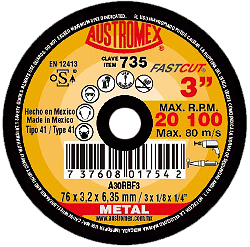 DISCO PLANO AUSTROMEX P/CORTE METAL 3" (735)(H)