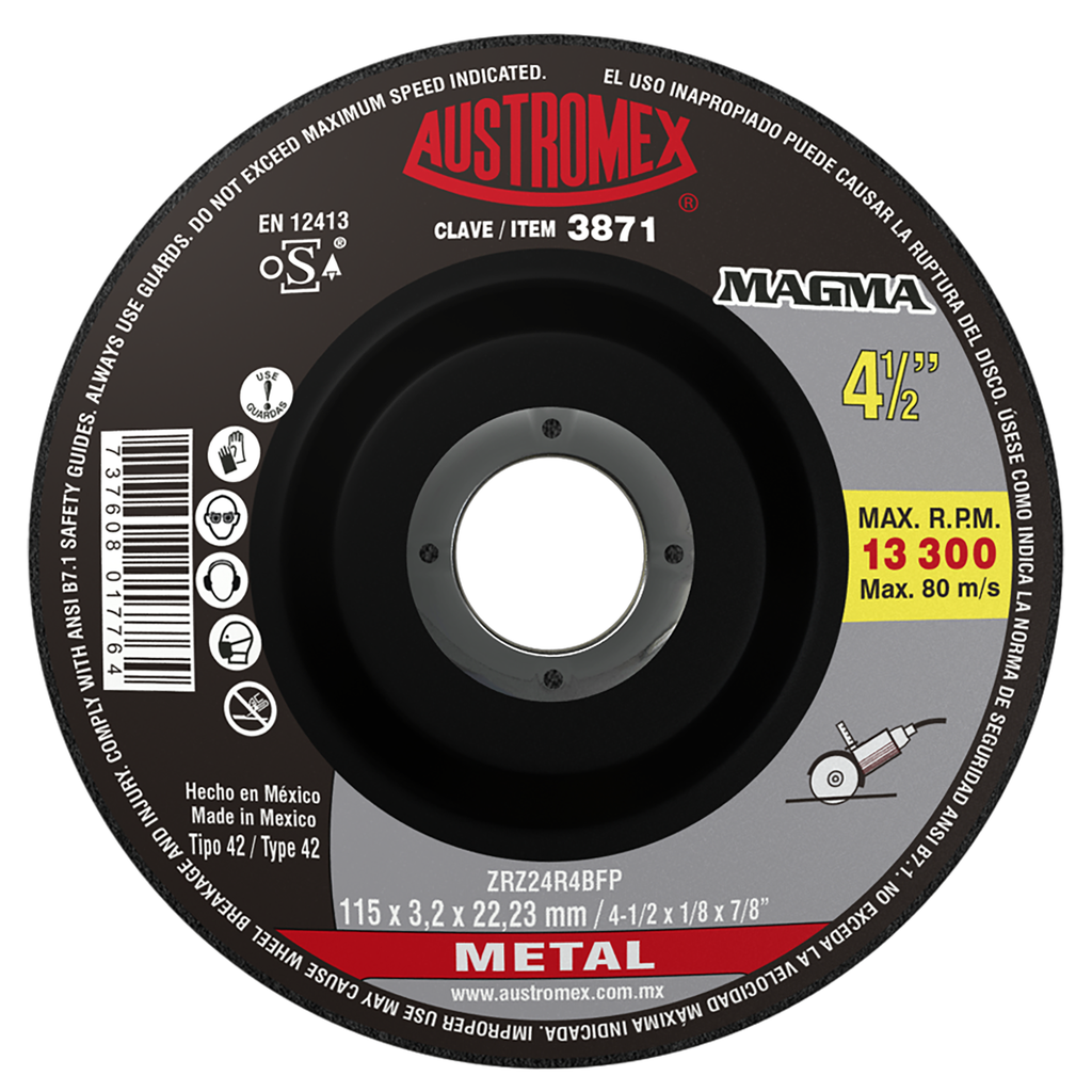 DISCO CAZUELA AUSTROMEX P/CORTE METAL 4-1/2" (3871)(H)