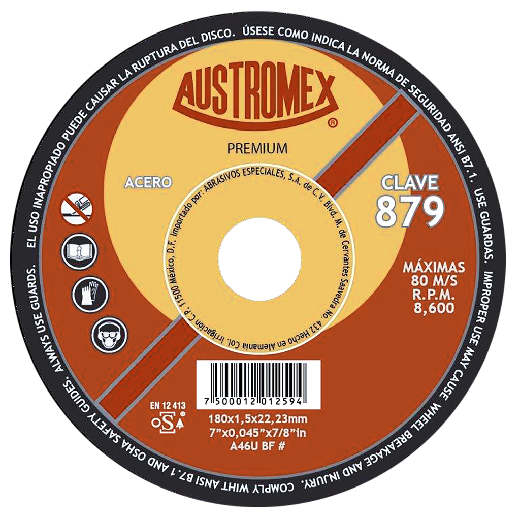 DISCO PLANO AUSTROMEX P/CORTE METAL 7" (879)(H)