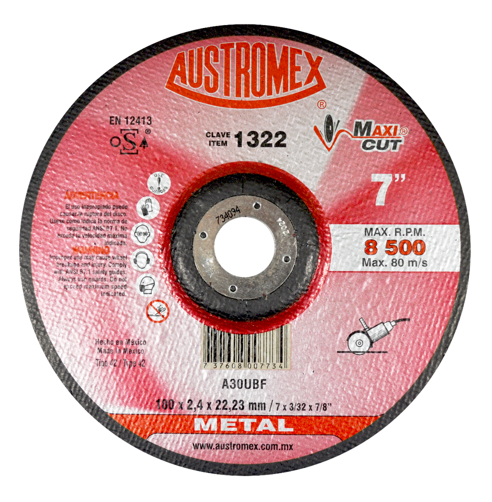 DISCO CAZUELA AUSTROMEX P/CORTE METAL 7" (1322)(H) DDD