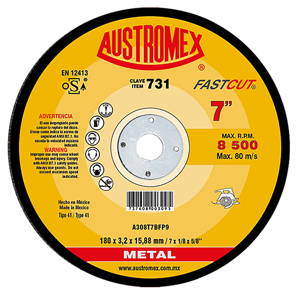 DISCO PLANO AUSTROMEX P/CORTE METAL 7" (731)(H)