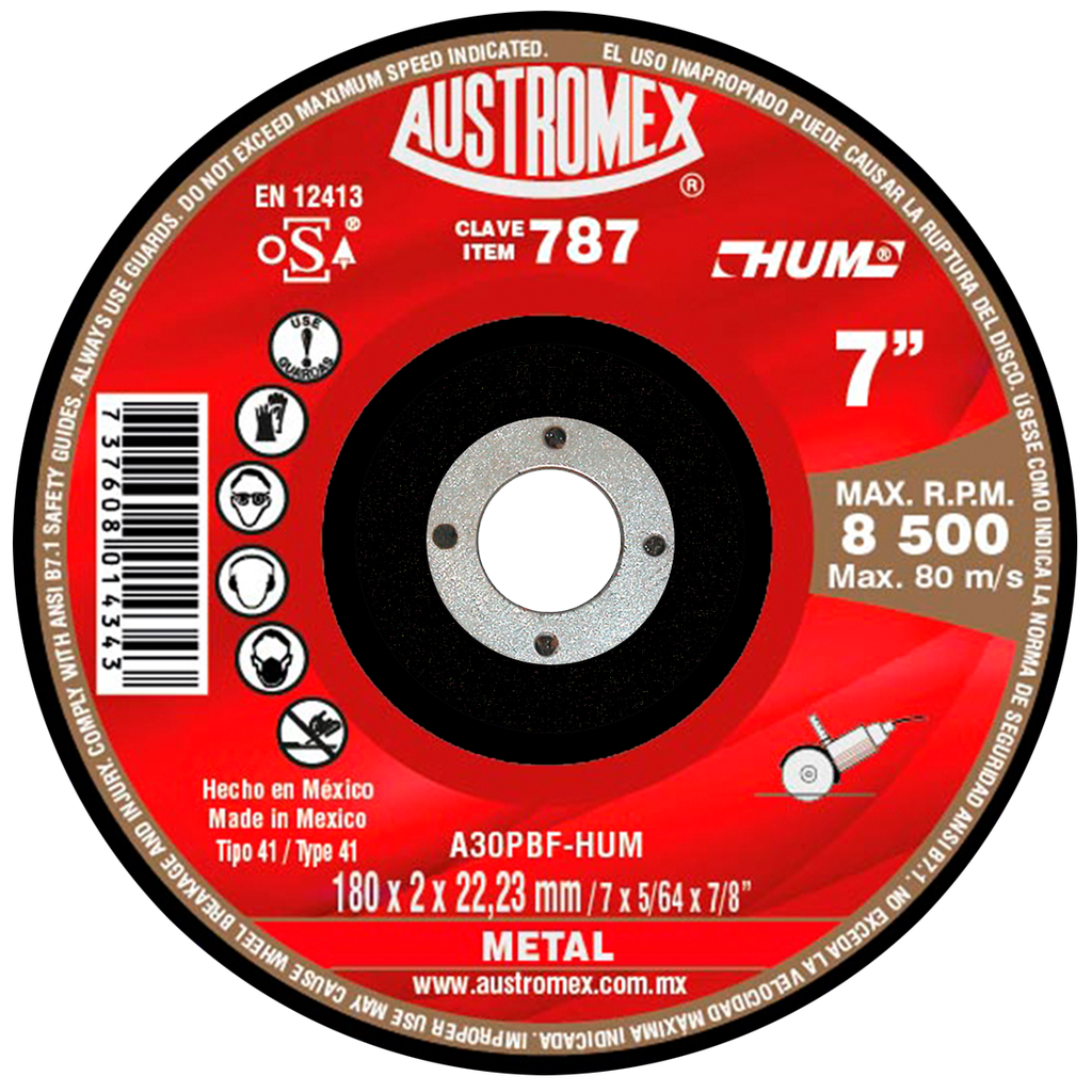 DISCO PLANO AUSTROMEX P/CORTE METAL 7" (787)(H)
