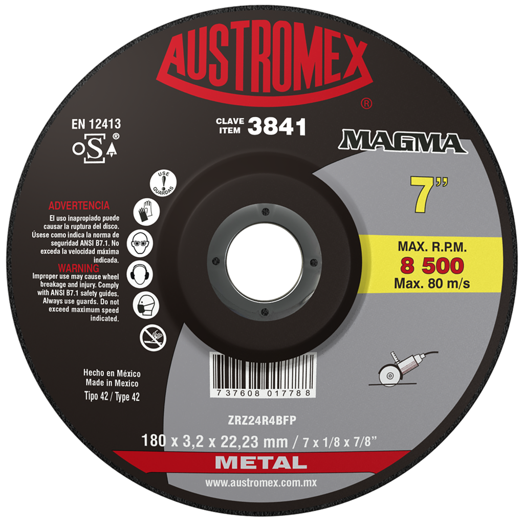 DISCO CAZUELA AUSTROMEX P/CORTE METAL 7" (3841)(H)