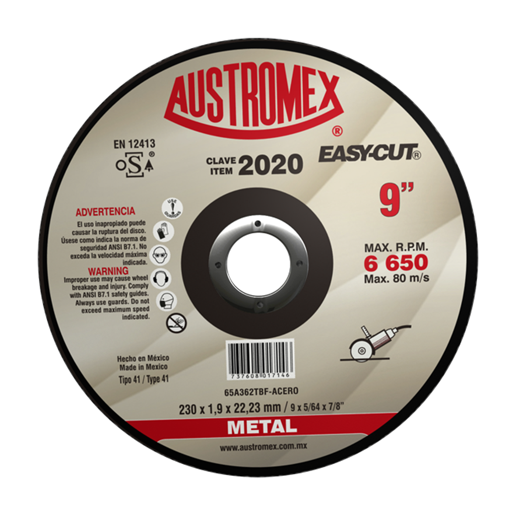 DISCO PLANO AUSTROMEX P/CORTE METAL 9" (2020)(H)
