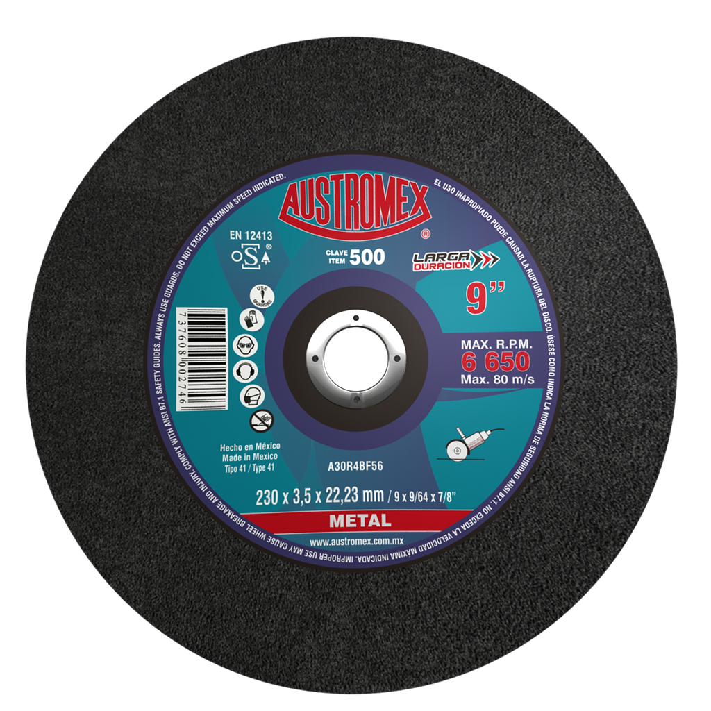 DISCO PLANO AUSTROMEX P/CORTE METAL 9" (500)(H)