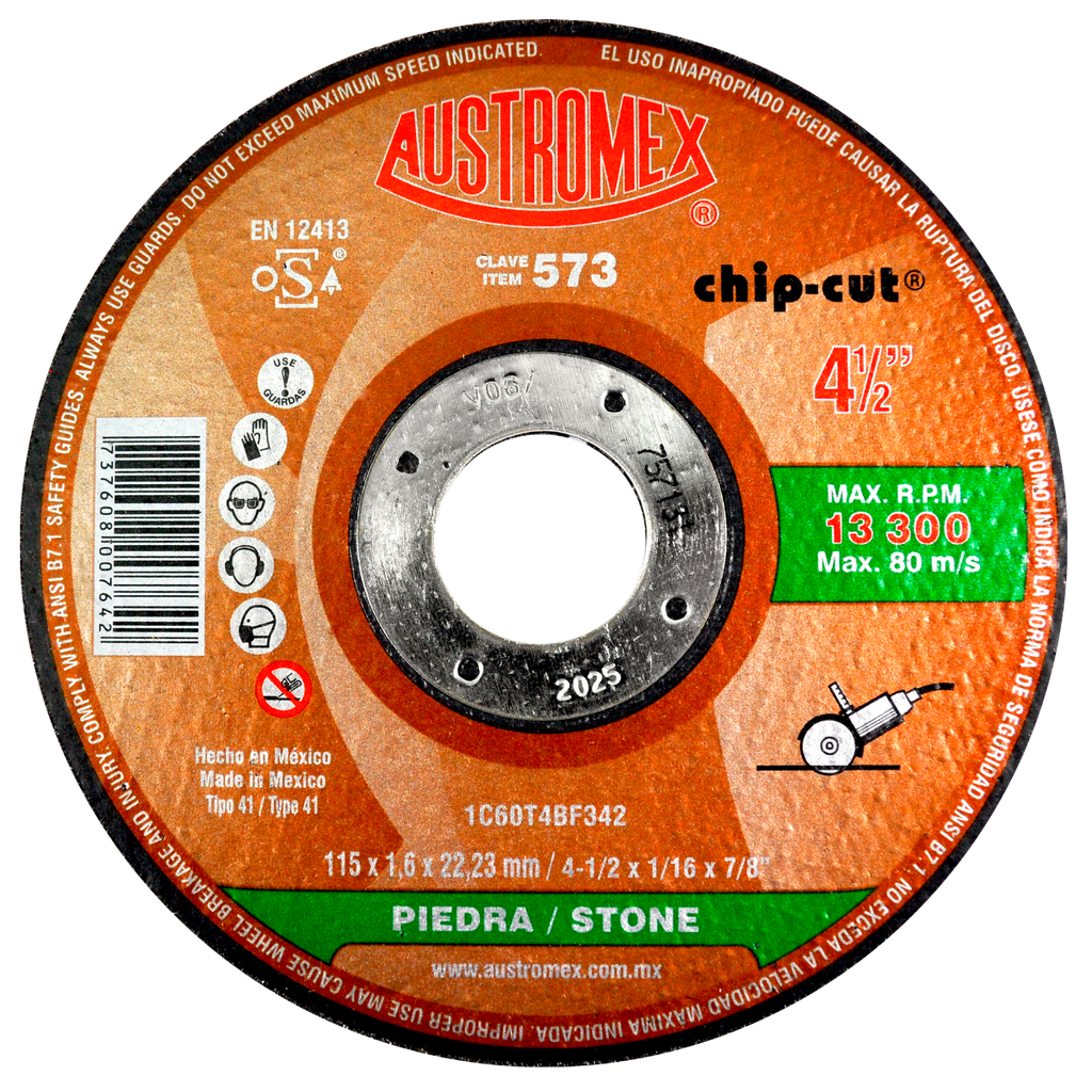 DISCO PLANO AUSTROMEX P/CORTE PIEDRA 4-1/2" (573)(H)