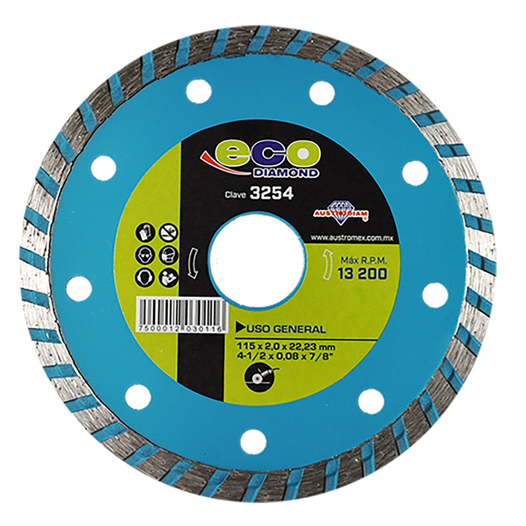 DISCO DIAMANTE AUSTROMEX TURBO USO GENERAL 4-1/2" (3254)(H)
