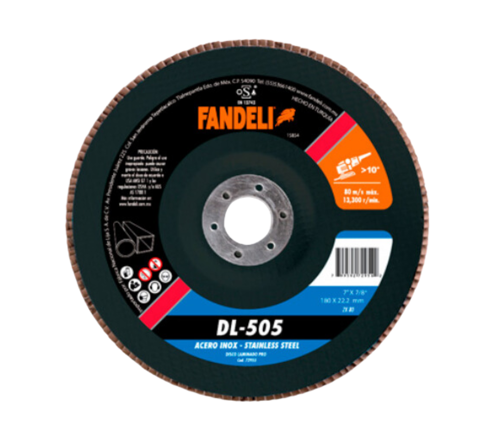 DISCO LAMINADO FANDELI P/ACERO INOXIDABLE 7" GRANO 60 (72956)(73738)(H) 