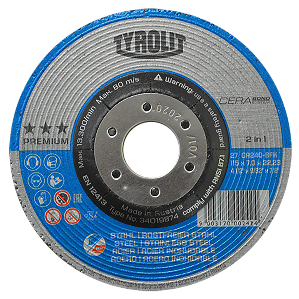DISCO CAZUELA AUSTROMEX P/DESBASTE METAL-INOXIDABLE 4-1/2" (4224)(H)