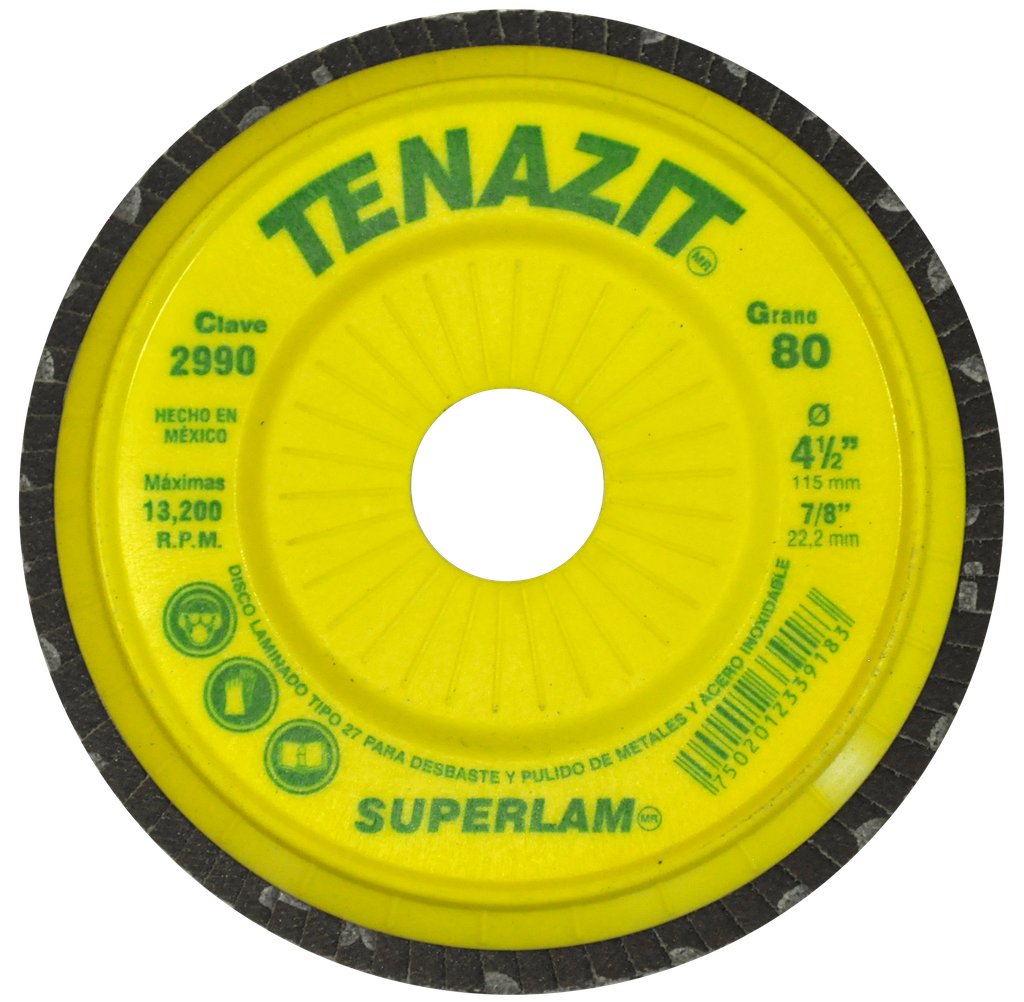 DISCO LAMINADO S/ROSCA AUSTROMEX SUPERLAM 4-1/2" GRANO 80 (2990)(H)