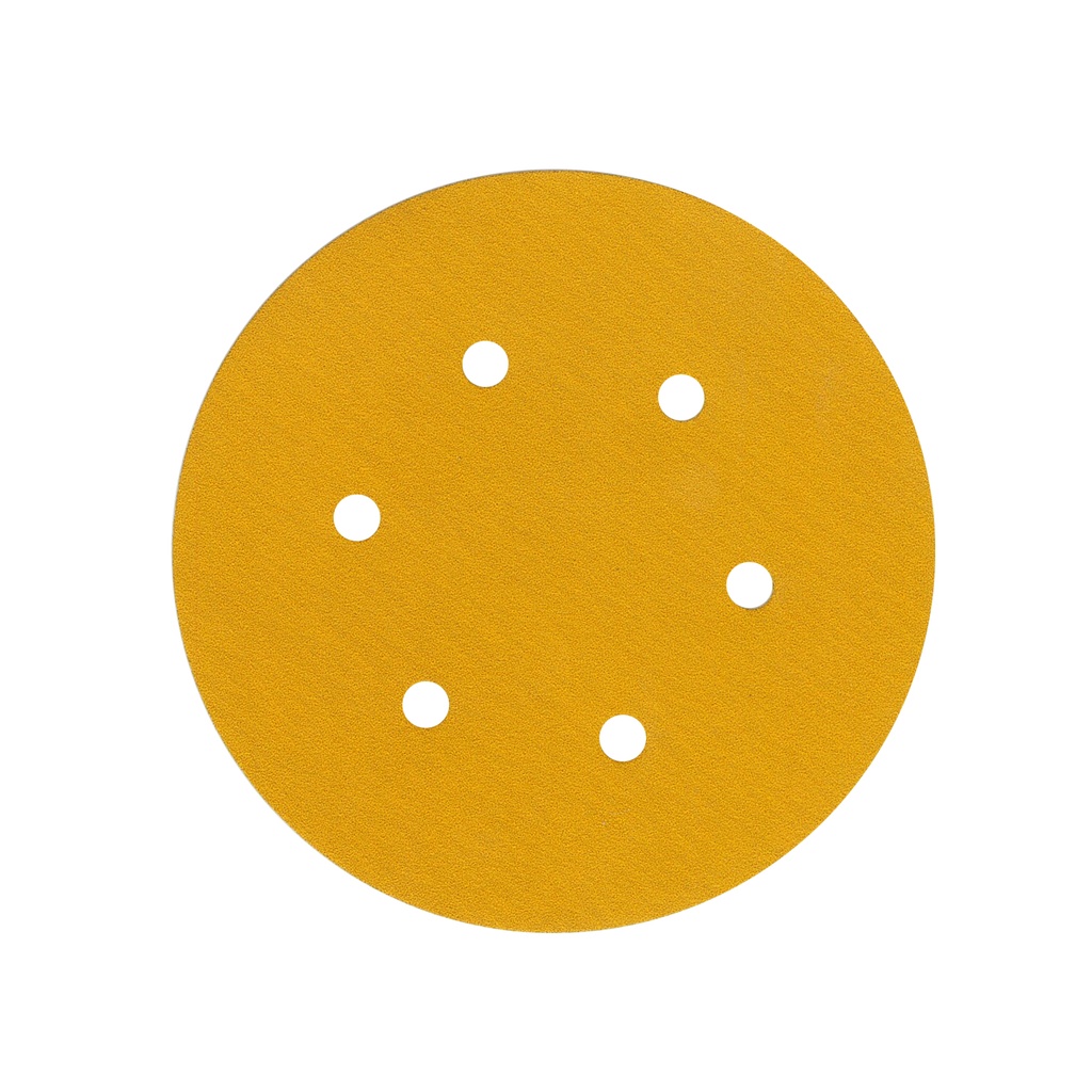 DISCO C/VELCRO 6" FANDELI A080 C/6 PERFORACIONES GRANO 120 AMARILLO (04632)(H)
