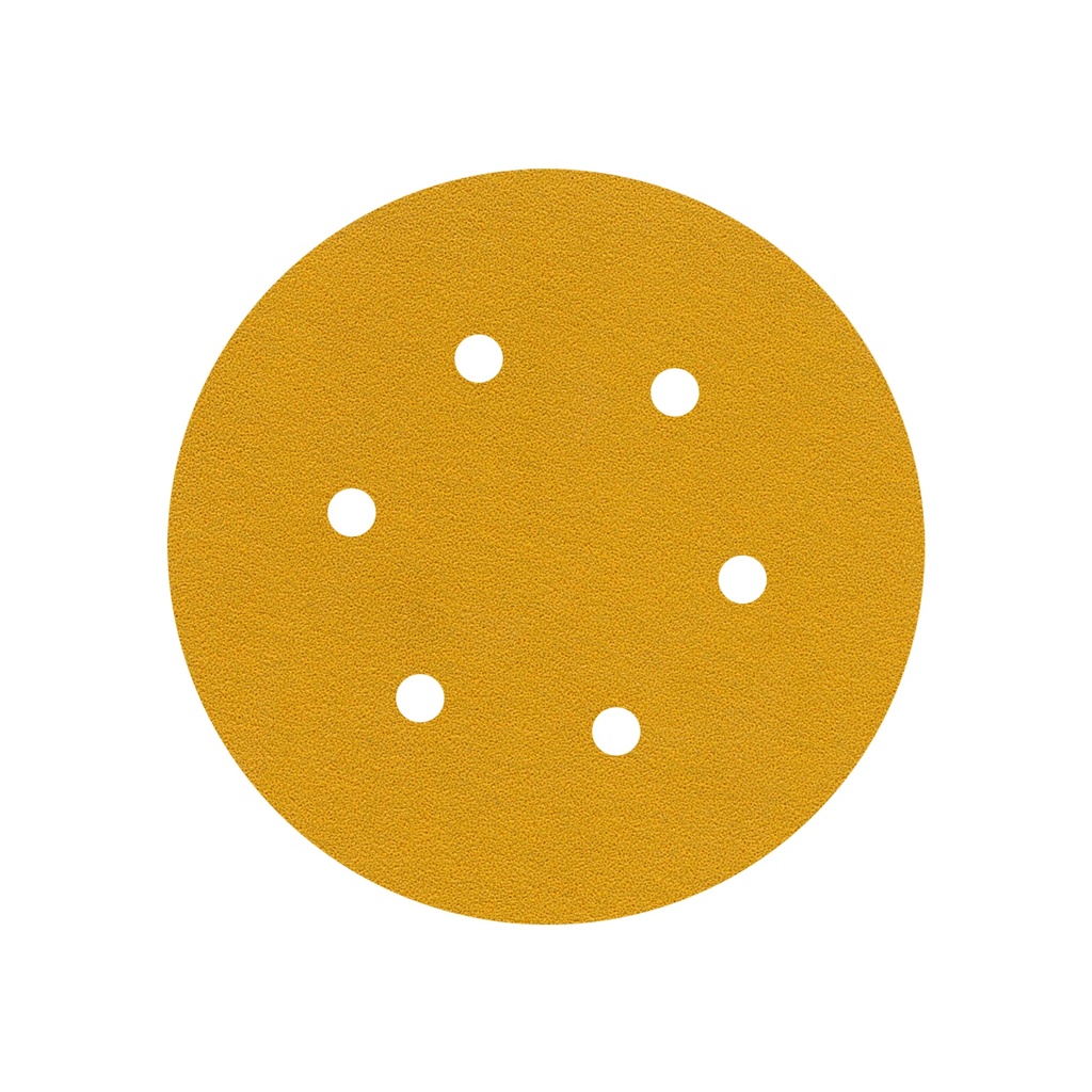 DISCO C/VELCRO 6" FANDELI A080 C/6 PERFORACIONES GRANO 400 AMARILLO (19753)(H)