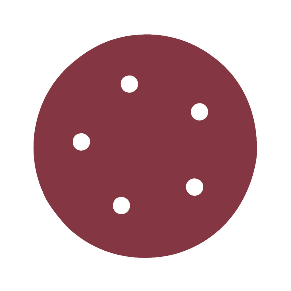 DISCO C/VELCRO 5" FANDELI B080 C/5 PERFORACIONES GRANO 80 ROJO (73541)(H)