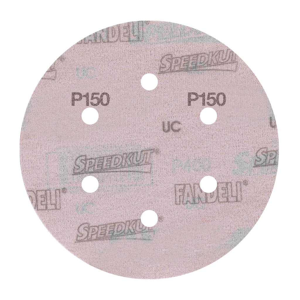 DISCO C/VELCRO 6" FANDELI B080 C/6 PERFORACIONES GRANO 150 ROJO (73185)(H)