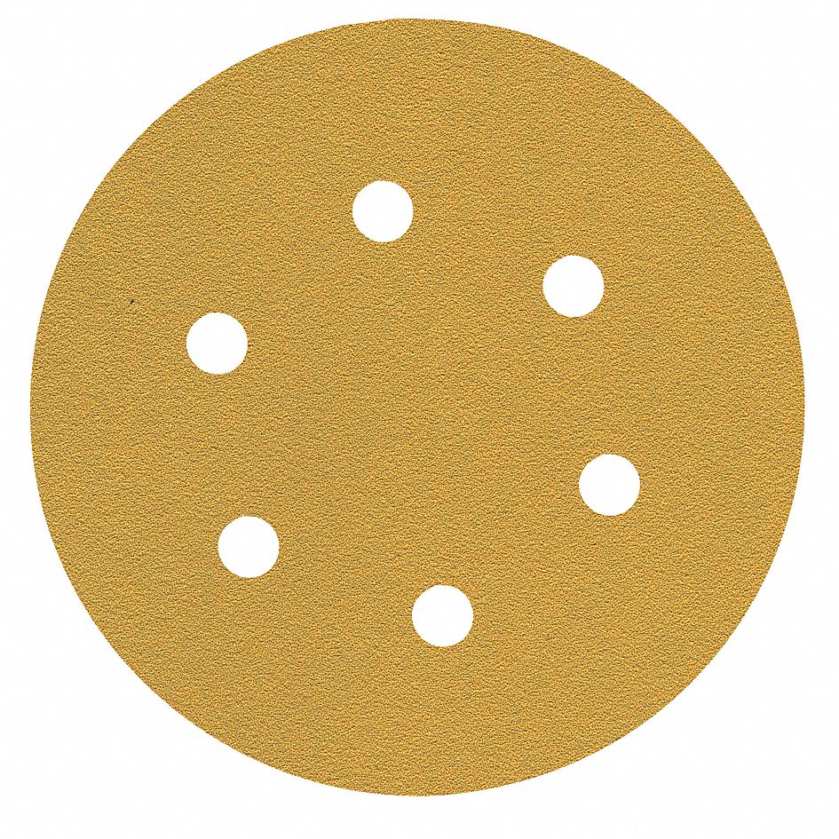 DISCO C/VELCRO 6" FANDELI E080 C/6 PERFORACIONES GRANO 60 AMARILLO (09670)(80074)(H) 