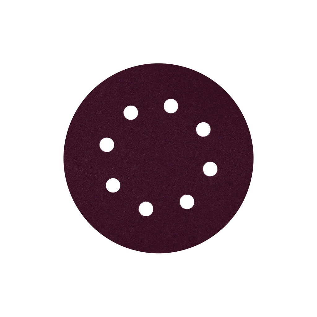 DISCO C/VELCRO 5" FANDELI E088 C/8 PERFORACIONES GRANO 100 ROJO (04130)(H)