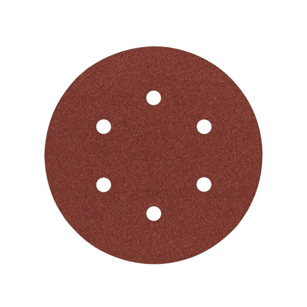 DISCO C/VELCRO 6" FANDELI E088 C/6 PERFORACIONES GRANO 120 ROJO (14555)(H)