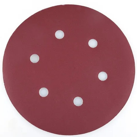 DISCO C/VELCRO 6" FANDELI E088 C/6 PERFORACIONES GRANO 80 ROJO (15630)(H)