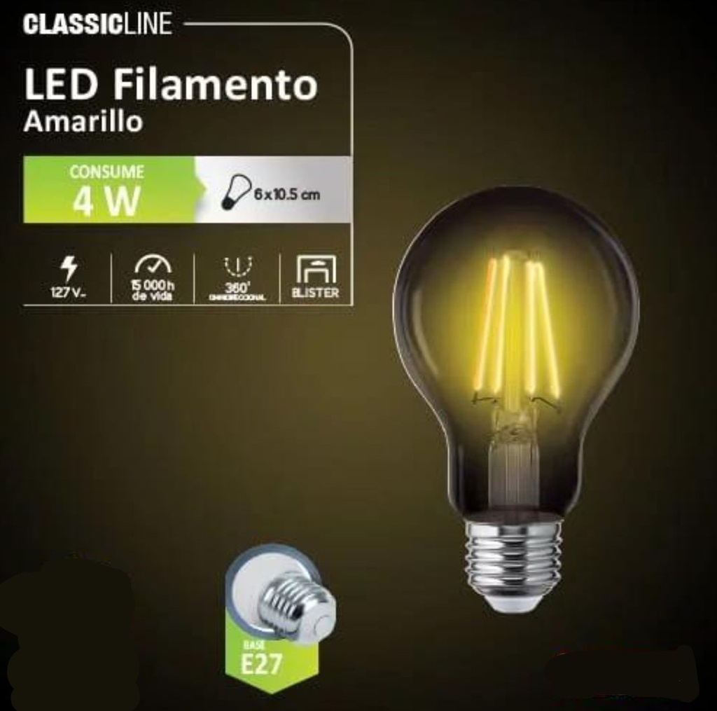 AKSI FOCO FILAMENTO A19 4W AMARILLO (122225)