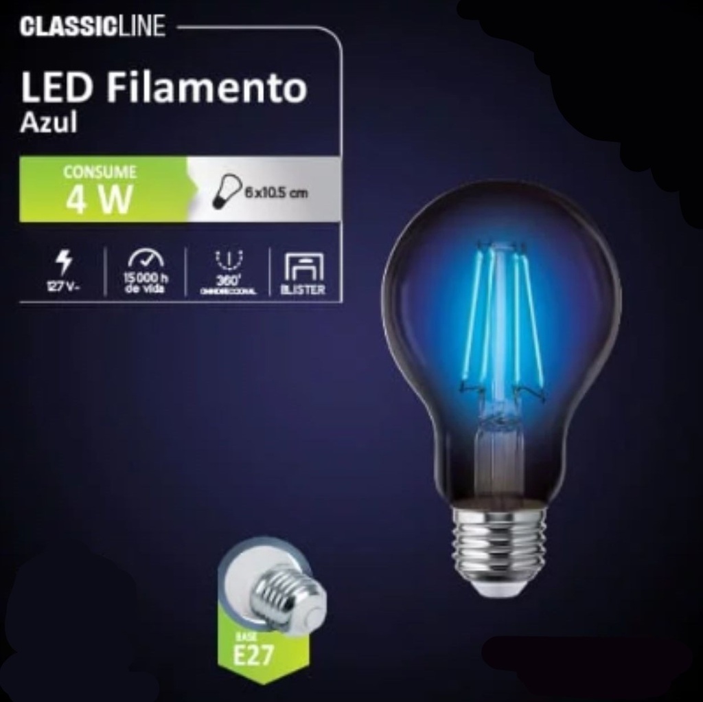 AKSI FOCO FILAMENTO A19 4W AZUL (122222)