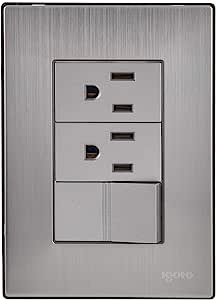 IGOTO PLACA C/1 APAGADOR SENCILLO + 2 CONTACTOS PLATA (INOX1003)(E)