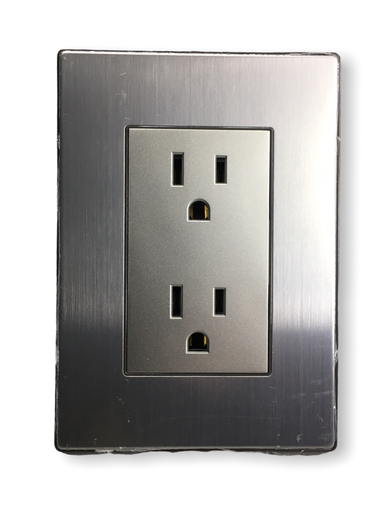 IGOTO PLACA C/ CONTACTO DUPLEX PLATA (INOX1001)(E)