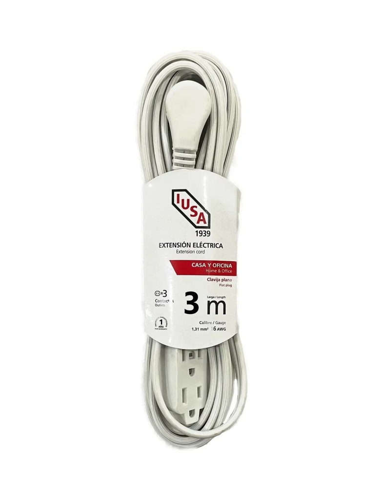 IUSA EXTENSIÓN DOMÉSTICA POLARIZADA BLANCA CLAVIJA 90° 3M (619339)(E)